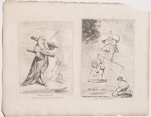 original James Gillray prints "Judge Thumb" 



"Jack A Both Sides"